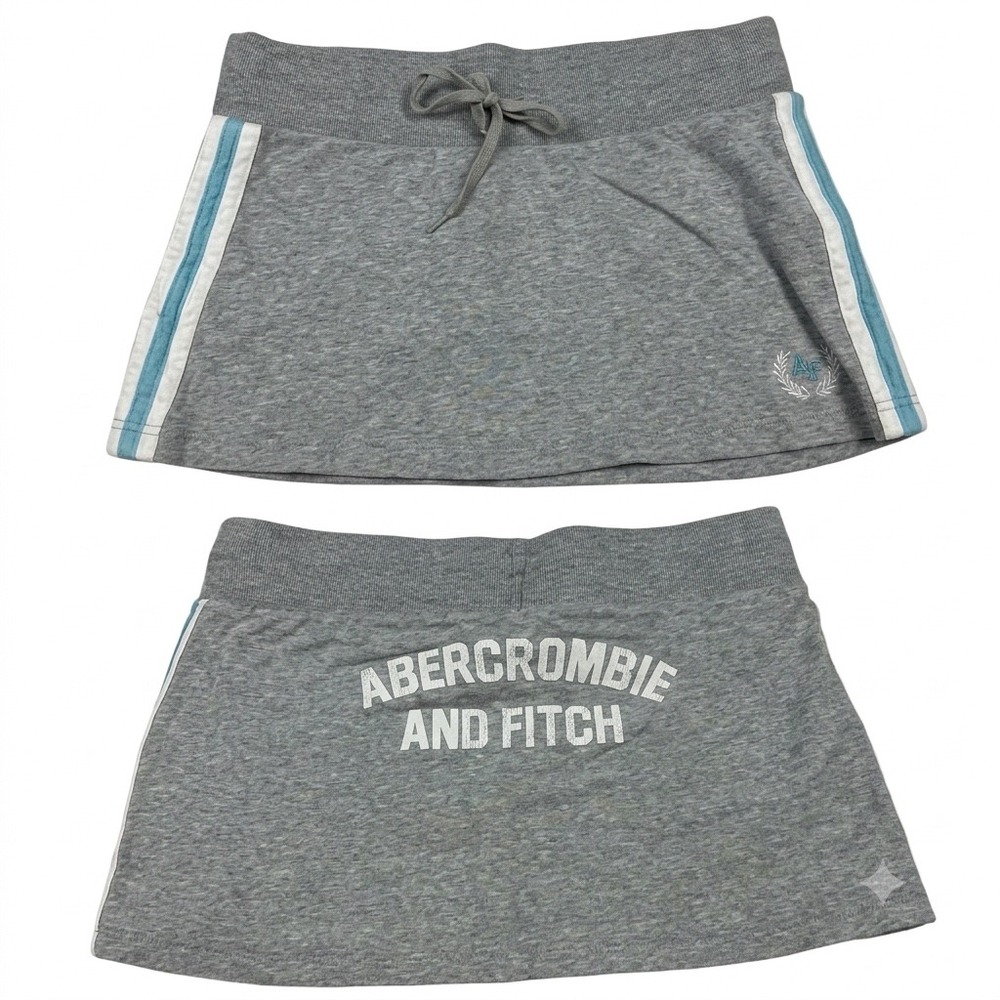 VTG Y2K Abercrombie & Fitch Gray Mini Micro Skirt Small Ultra Low Rise Spell Out